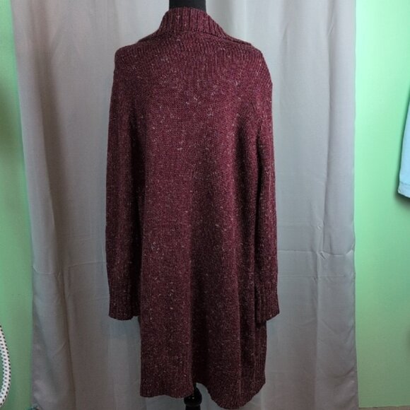 Coldwater Creek Burgundy Knit Cardigan X-Long Crochet Style XL - Picture 2 of 9